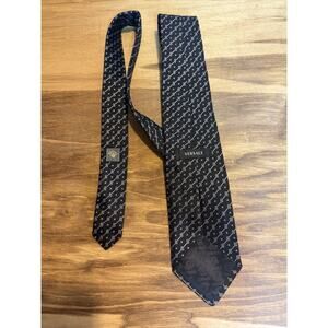 Versace Black&Grey Luxury Made In Italy medusa Head 100% silk mens tie L: 59